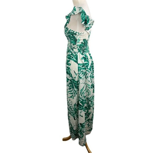 BOHO ME‎ Green Ivory Tropical Print Maxi Dress (M) - Picture 4 of 8